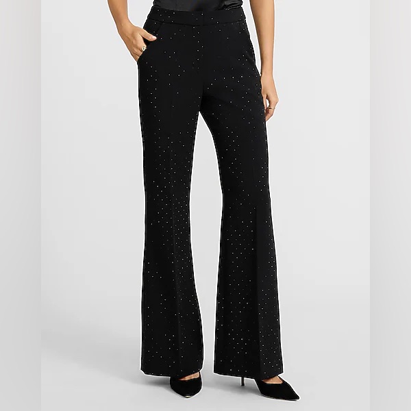 Nwt Sla The Label Black Rhinestone Harper Diamonte Trousers Size S